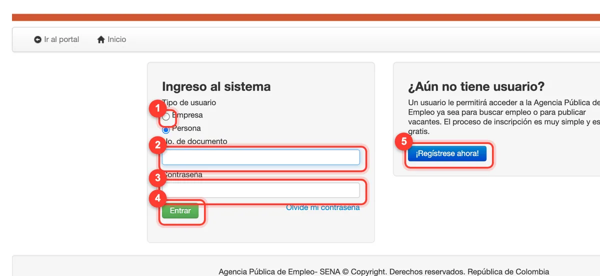 Ingreso a la Agencia Pública de Empleo del SENA