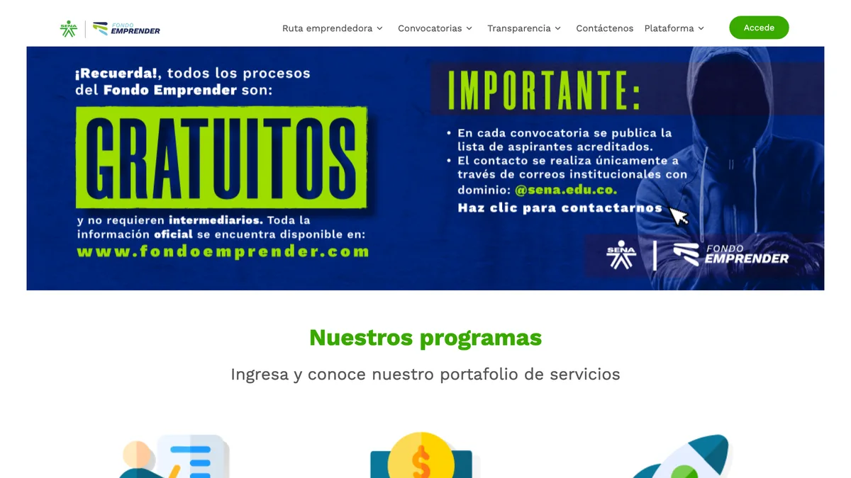 Portal oficial del Fondo Emprender del SENA